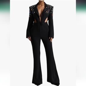 Chic Black Women's Jumpsuit with Sparkling Accents